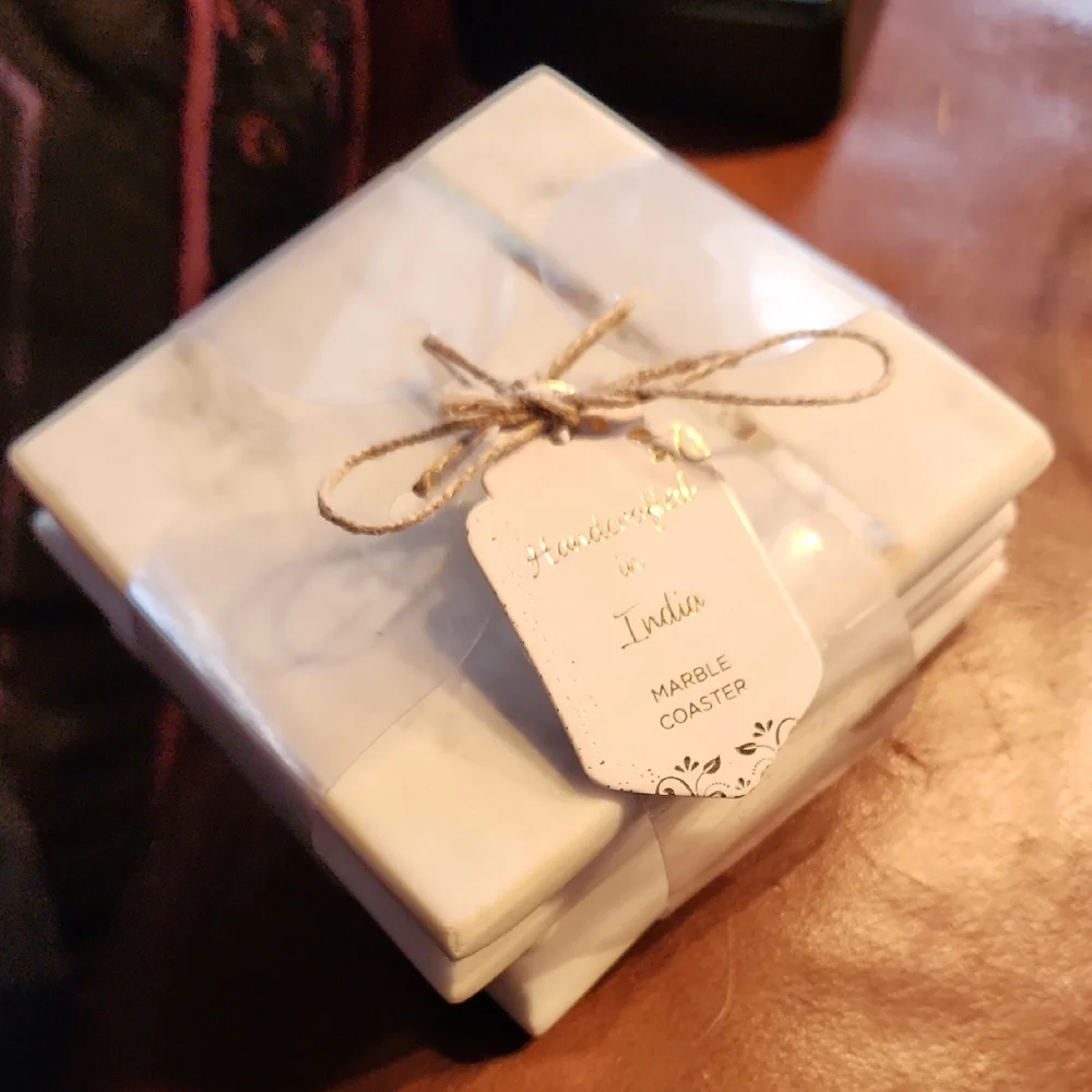 Handmade Marble Coasters - White Marble Set